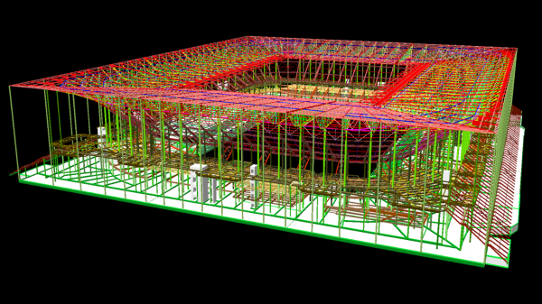 modélisation de la maquette 3D de la structure acier du stade de Bordeaux
